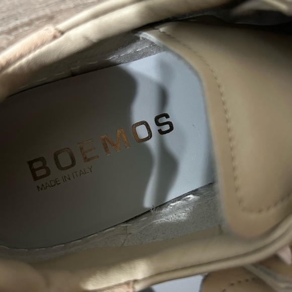 BOEMOS Italian Leather Sneaker Low Top Lace Up Women's Made in Italy Taupe WH - Picture 11 of 11